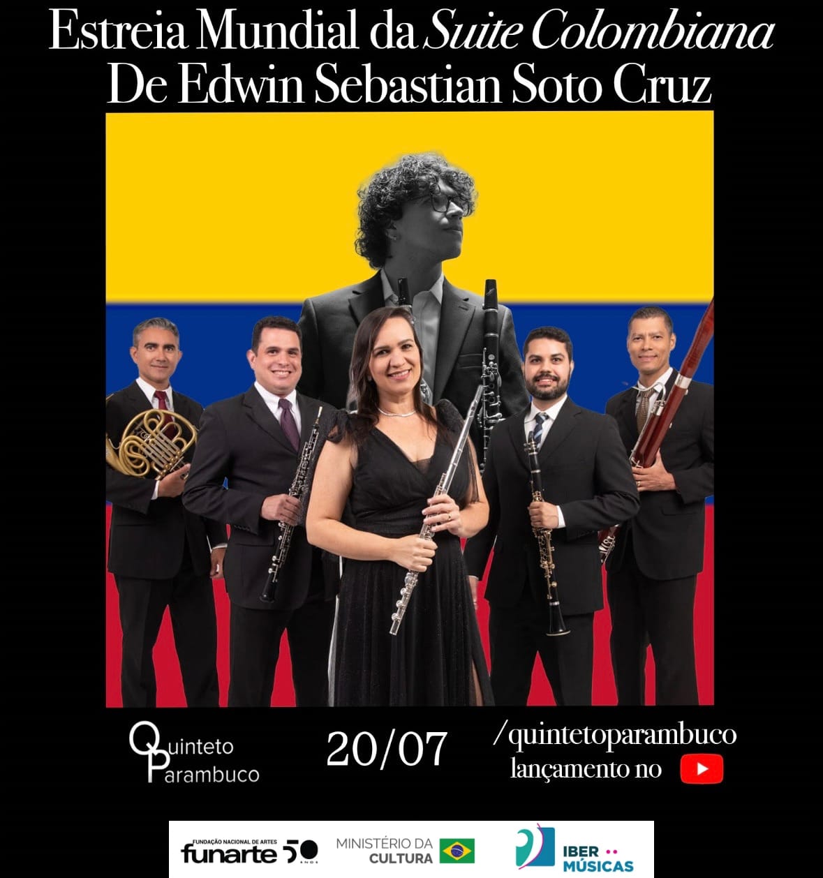 El ensamble de vientos brasileño Quinteto Parambuco realizará el estreno mundial de la Suite Colombiana Nº 1 de Edwin S. Cruz