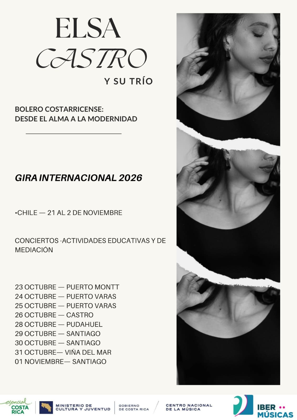 A cantora costarriquenha Elsa Castro e seu trio levam ao Chile e à Argentina o espetáculo “Bolero Costarriquenho, da alma à modernidade”